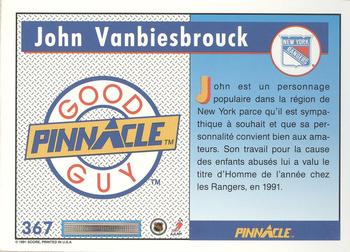 1991-92 Pinnacle French #367 John Vanbiesbrouck Back