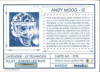 1991-92 Pinnacle French #379 Andy Moog Back
