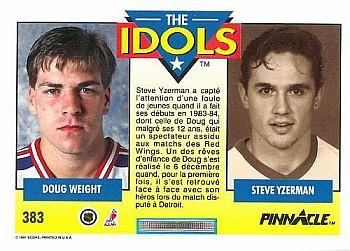 1991-92 Pinnacle French #383 Doug Weight / Steve Yzerman Back