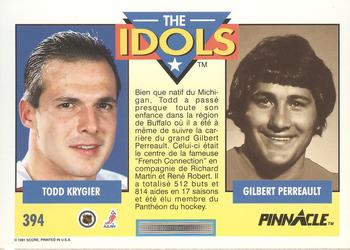1991-92 Pinnacle French #394 Todd Krygier / Gilbert Perreault Back
