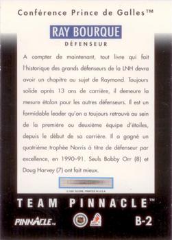 1991-92 Pinnacle French - Team Pinnacle #B2 Ray Bourque Back