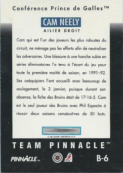 1991-92 Pinnacle French - Team Pinnacle #B6 Cam Neely Back