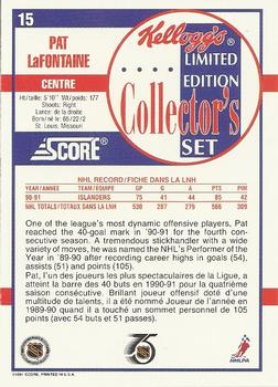 1991-92 Score Kellogg's #15 Pat LaFontaine Back