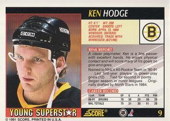 1991-92 Score Young Superstars #9 Ken Hodge Back