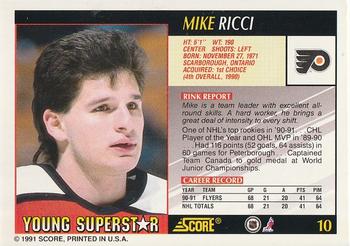 1991-92 Score Young Superstars #10 Mike Ricci Back