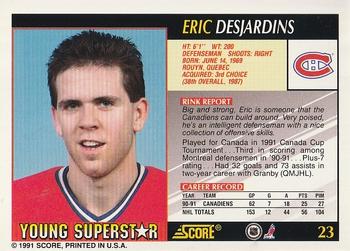 1991-92 Score Young Superstars #23 Eric Desjardins Back