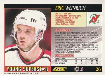 1991-92 Score Young Superstars #26 Eric Weinrich Back