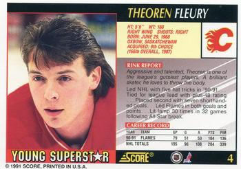 1991-92 Score Young Superstars #4 Theoren Fleury Back
