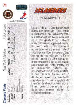 1991-92 Upper Deck French #71 Zigmund Palffy Back