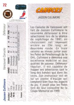 1991-92 Upper Deck French #72 Jassen Cullimore Back