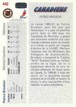 1991-92 Upper Deck French #442 Patrice Brisebois Back