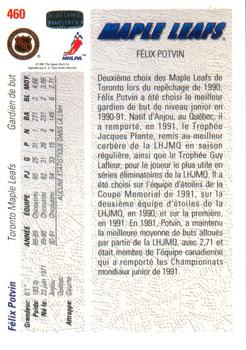 1991-92 Upper Deck French #460 Felix Potvin Back