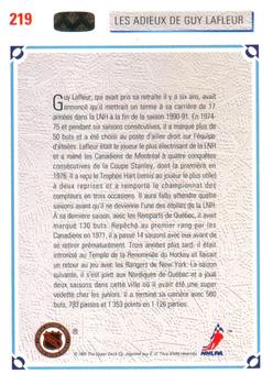 1991-92 Upper Deck French #219 Les Adieux de Guy Lafleur Back