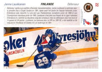 1991-92 Upper Deck French #22 Janne Laukkanen Back