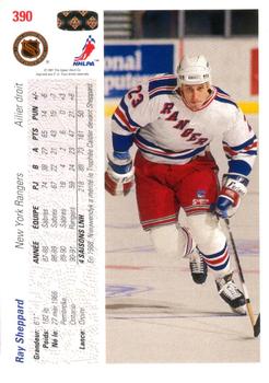 1991-92 Upper Deck French #390 Ray Sheppard Back