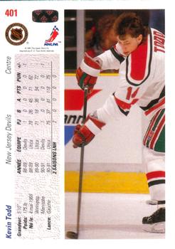 1991-92 Upper Deck French #401 Kevin Todd Back
