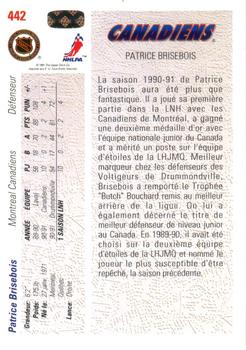 1991-92 Upper Deck French #442 Patrice Brisebois Back