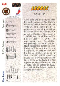 1991-92 Upper Deck French #458 Ken Sutton Back