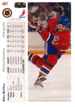 1991-92 Upper Deck French #487 Mike McPhee Back