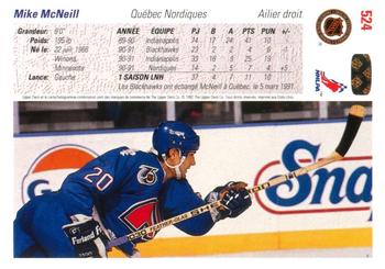 1991-92 Upper Deck French #524 Mike McNeill Back