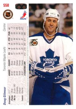 1991-92 Upper Deck French #558 Doug Gilmour Back
