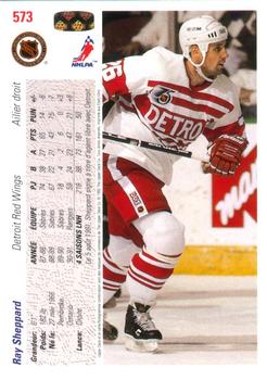 1991-92 Upper Deck French #573 Ray Sheppard Back