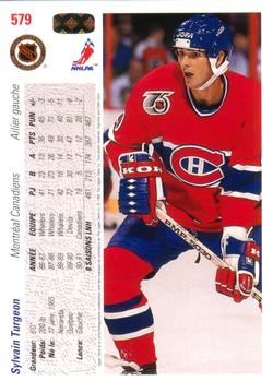 1991-92 Upper Deck French #579 Sylvain Turgeon Back