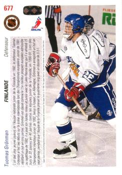 1991-92 Upper Deck French #677 Tuomas Gronman Back