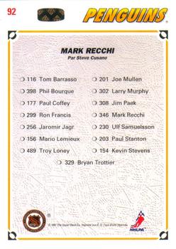 1991-92 Upper Deck French #92 Mark Recchi Back