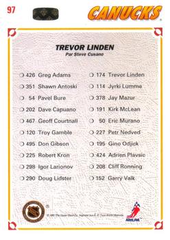 1991-92 Upper Deck French #97 Trevor Linden Back