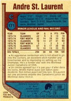 1977-78 O-Pee-Chee #171 Andre St. Laurent Back