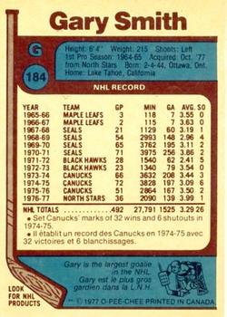 1977-78 O-Pee-Chee #184 Gary Smith Back