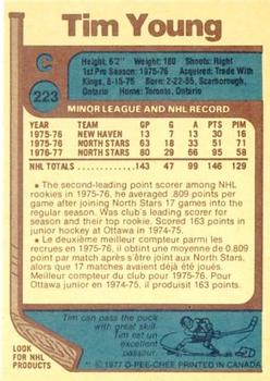 1977-78 O-Pee-Chee #223 Tim Young Back