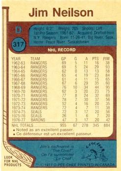 1977-78 O-Pee-Chee #317 Jim Neilson Back
