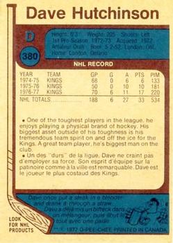 1977-78 O-Pee-Chee #380 Dave Hutchison Back