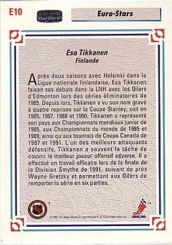 1991-92 Upper Deck French - Euro-Stars #E10 Esa Tikkanen Back