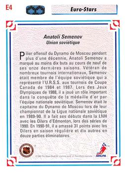 1991-92 Upper Deck French - Euro-Stars #E4 Anatoli Semenov Back