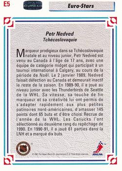 1991-92 Upper Deck French - Euro-Stars #E5 Petr Nedved Back