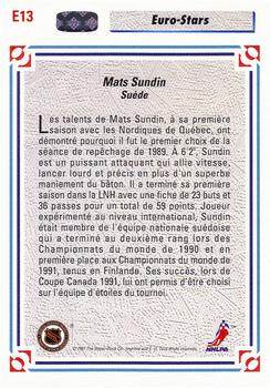 1991-92 Upper Deck French - Euro-Stars #E13 Mats Sundin Back