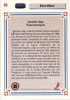 1991-92 Upper Deck French - Euro-Stars #E6 Jaromir Jagr Back