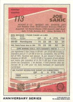 1992-93 O-Pee-Chee - 25th Anniversary #22 Joe Sakic Back