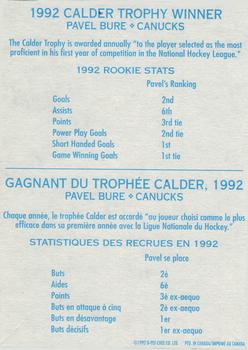 1992-93 O-Pee-Chee - Trophy Winners Box Bottoms #NNO Pavel Bure Back