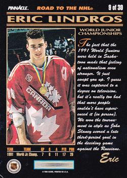 1992-93 Pinnacle Eric Lindros #9 World Junior Championships Back