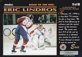 1992-93 Pinnacle Eric Lindros #15 Canadian National Team Back