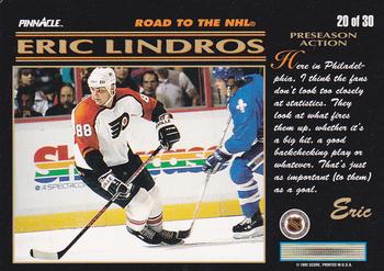 1992-93 Pinnacle Eric Lindros #20 Preseason Action Back