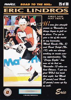 1992-93 Pinnacle Eric Lindros #25 First NHL Hat Trick Back
