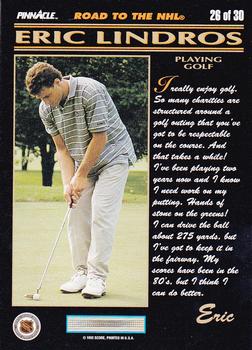 1992-93 Pinnacle Eric Lindros #26 Playing Golf Back