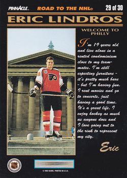 1992-93 Pinnacle Eric Lindros #29 Welcome To Philly Back