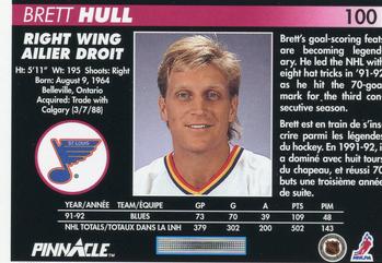 1992-93 Pinnacle Canadian #100 Brett Hull Back