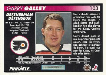 1992-93 Pinnacle Canadian #103 Garry Galley Back